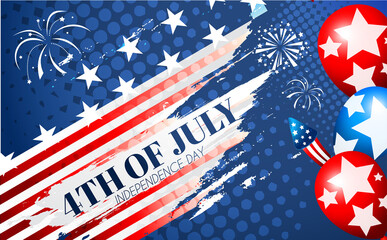 Happy Independence Day USA background - 4th of July USA independence day celebration vector illustration sale banner template design - American design Layout design template.