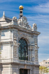 Fototapeta na wymiar Historical Bank of Spain building at Cibeles Square