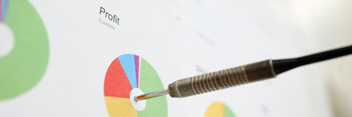 Dart sticking out from financial diagram as profit pursuit symbol