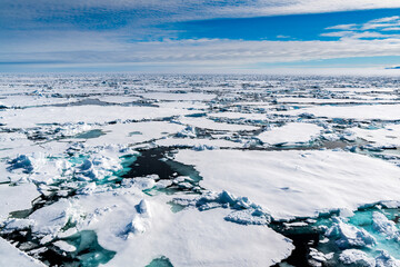 Naklejka na ściany i meble Ice landcape on the water in Arctic