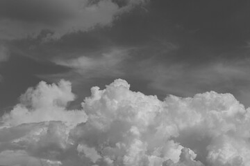 sky with clouds in summer. Black and white