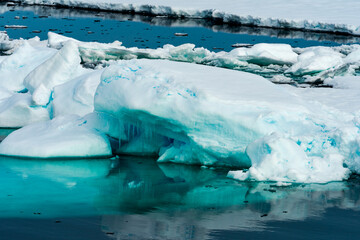 Ice pieces on the water in Arctic