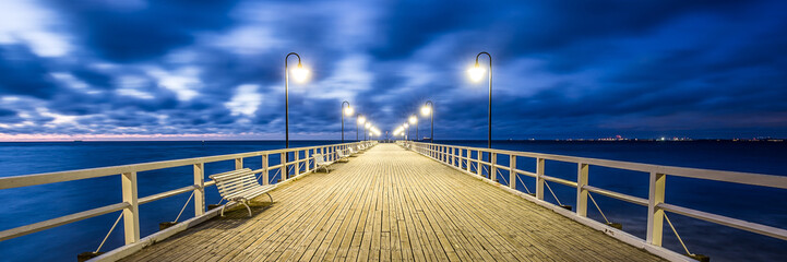stormy sunrise over the baltic sea in Gdynia Orlowo, Poland 