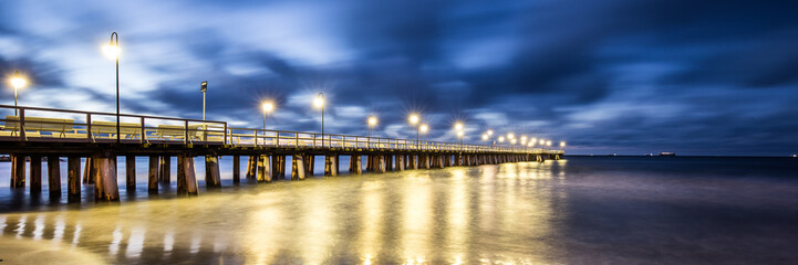 stormy sunrise over the baltic sea in Gdynia Orlowo, Poland 