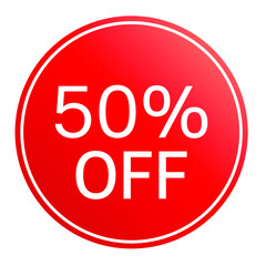 50% off sale. 50% off discount promotion vector isolated on white background.