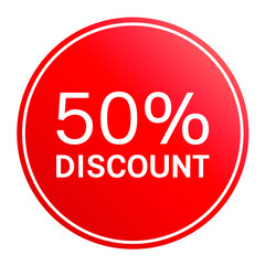50% off sale. 50% off discount promotion vector isolated on white background.