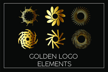 
GOLDEN LOGO ELEMENTS Package of Gold Modern Universal abstract geometric symbols, line and design elements for logos, designs and for may more.