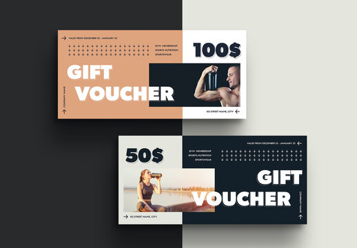 Modern Gift Voucher Layout with Arrow Elements