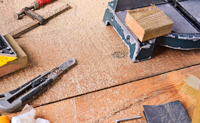 Carpenter tools on wood