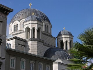 Fototapeta na wymiar Trieste, Italy, Serbian Orthodox Church, Domes