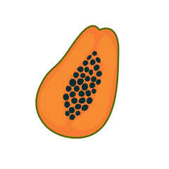 Doodle papaya fruit background. Hand drawn fruit template for birthday card, summer party invitation, seasonal sale, modern art gallary advertising, t shirt picture or bag print etc.