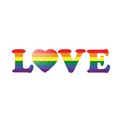 Gay  LGBT love text rainbow  pride icon logo