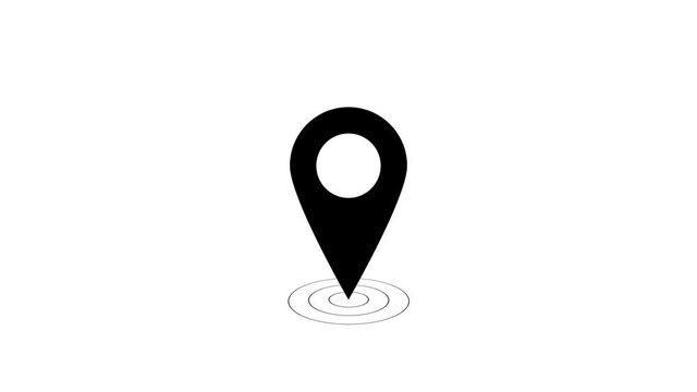 Map marker on white background. Pointer symbol, pin line. Location sign. Navigation map, GPS, direction, place, compass concept. 4K video resolution