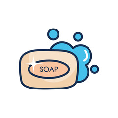 soap bar with water, line fill style