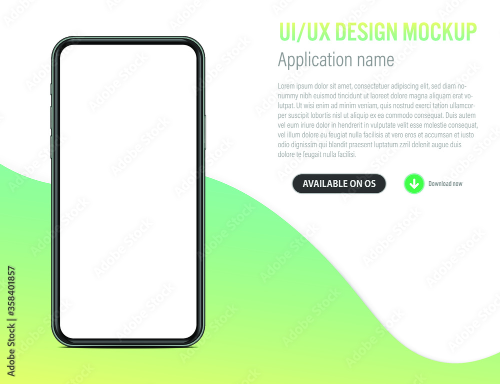 Aufkleber ui or ux smartphone mobile app template with application describtion and download link
