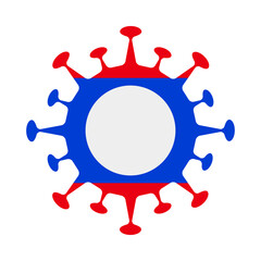 Laos flag in virus shape. Symbolizes the impact of the pandemic on the country. Vector illustration.