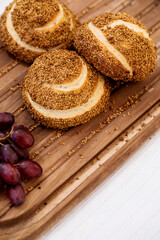 Turkish Bagel Simit with sesame, traditional pastry of Turkey