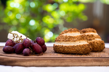 Turkish Bagel Simit with sesame, traditional pastry of Turkey