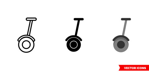 Unicycle scooter icon of 3 types. Isolated vector sign symbol. © mr.GAS