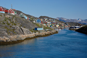 Colorful houses in fishing town of Kangaamiut, West Greenland © Michele Burgess