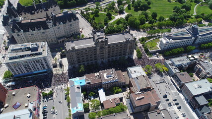 Aerial/Drone Photo of Black Lives Matter Protest in Ottawa by the Chateau Laurier & American Embassy