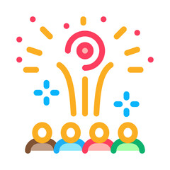 contemplation by people of fireworks icon vector. contemplation by people of fireworks sign. color symbol illustration
