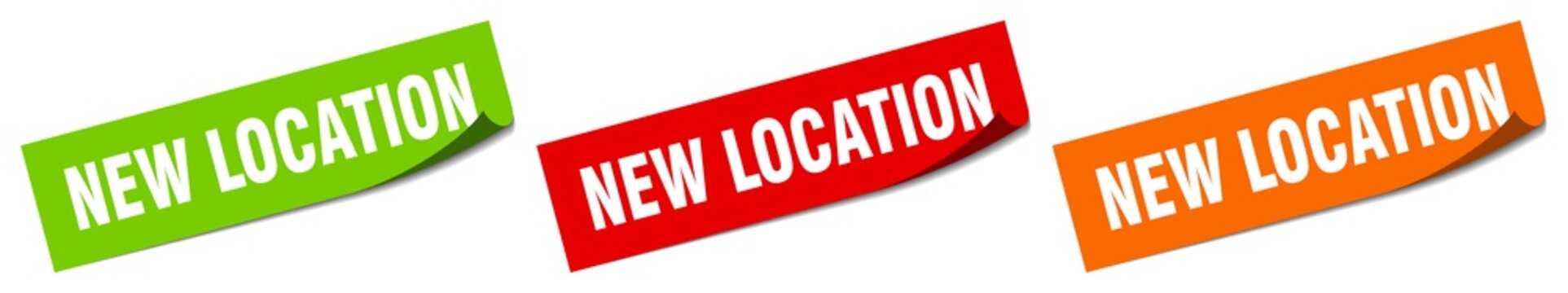 New Location Sticker. New Location Square Isolated Sign. New Location Label