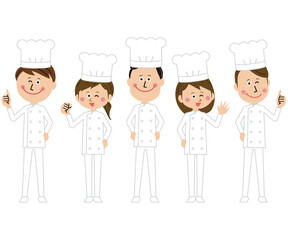  	調理師の男女が集合整列