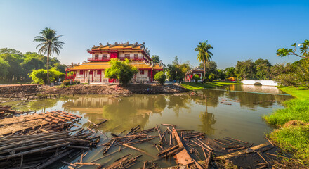 Phra Thinang Wehart Chamrun in Bang Pa-In Royal Palace or the Summer Palace in Ayutthaya Province, Thailand