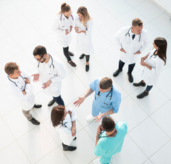 Fototapeta na wymiar top view. team of medical professionals discussing issues together.