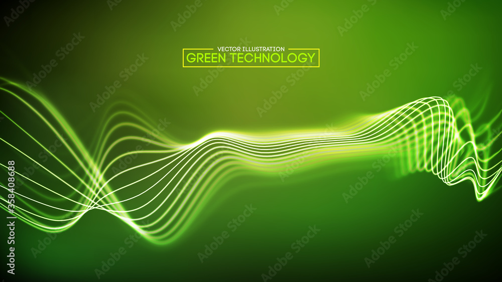 Poster green technology background. big data cyber computer ecology abstract background for web. ecologic e