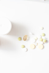 medical pills on a white table