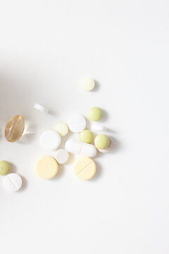 medical pills on a white table