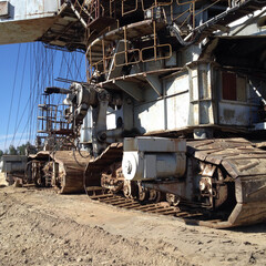 Fototapeta premium The foundation of a huge rotary excavator working on the development of a sand pit.