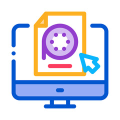 selection of video document on computer icon vector. selection of video document on computer sign. color symbol illustration