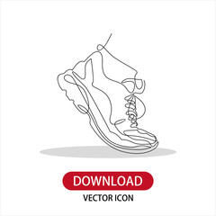 Vector illustration of sneakers. Sports shoes in a line style. Continuous one line