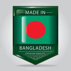 Fototapeta na wymiar Made in BANGLADESH Seal, BANGLADESHI National Flag (Vector Art) 