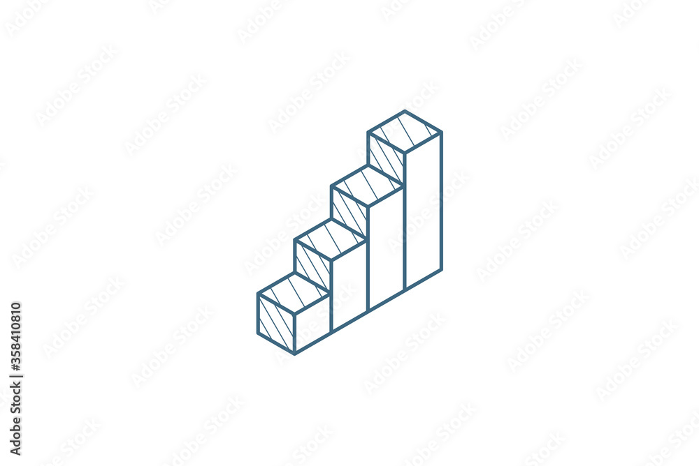 Poster mobile network signal isometric icon. 3d line art technical drawing. editable stroke vector