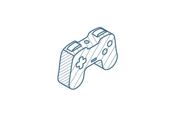 joystick, gaming isometric icon. 3d line art technical drawing. Editable stroke vector