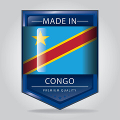 Made in CONGO Seal, DEMOCRATIC REPUBLIC OF THE CONGO National Flag (Vector Art)
