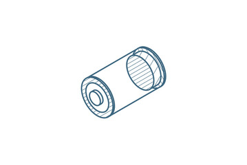 low battery, charge isometric icon. 3d line art technical drawing. Editable stroke vector