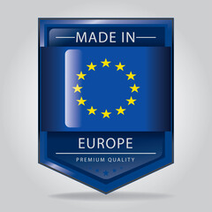 Made in EU Seal, EUROPE National Flag (Vector Art)
