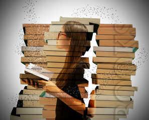 teenager reading book, student with book. reading concept