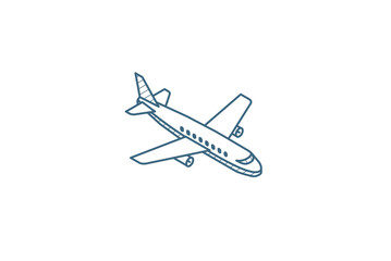 Fototapeta na wymiar airplane, boeing plane, travel isometric icon. 3d line art technical drawing. Editable stroke vector