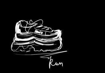Black and white sneakers sketch