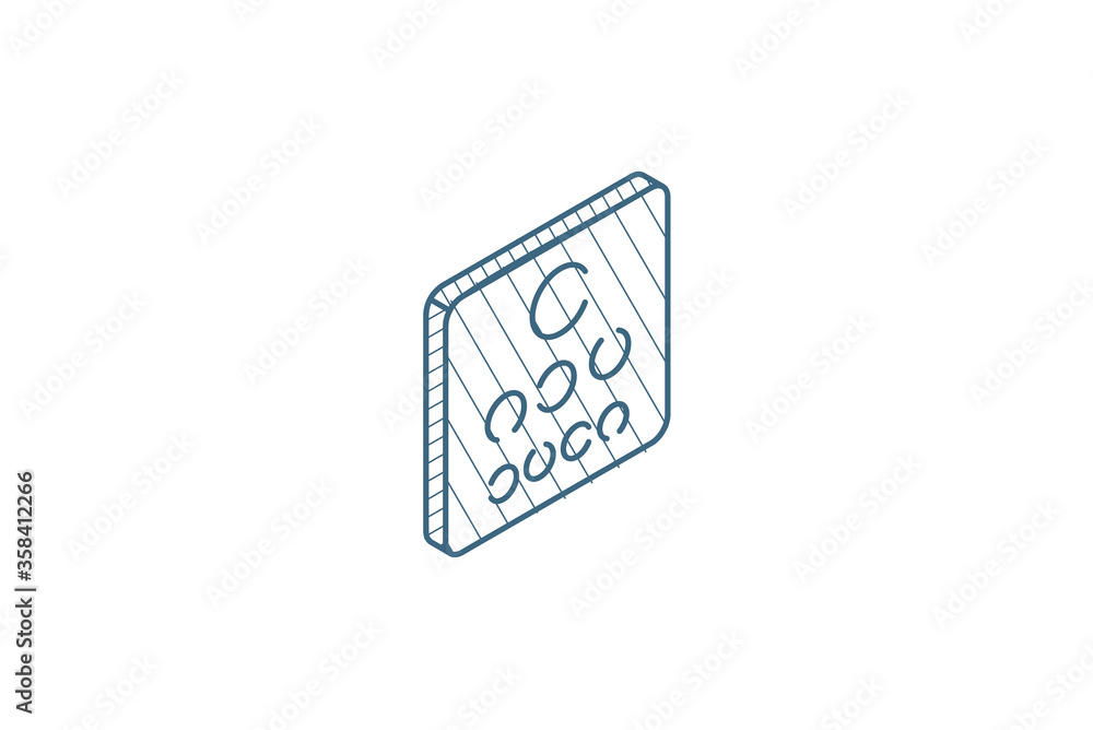 Poster oculist symbol. visual acuity examination point isometric icon. 3d line art technical drawing. edita