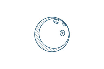 bowling ball isometric icon. 3d line art technical drawing. Editable stroke vector