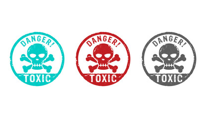 Toxic danger with skull stamp and stamping