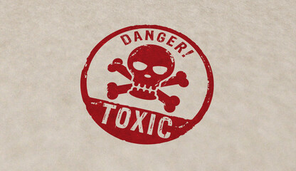 Obraz premium Toxic danger with skull stamp and stamping