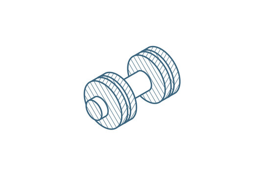 dumbbell, sport, gym Isometric icon. 3d line art technical drawing. Editable stroke vector